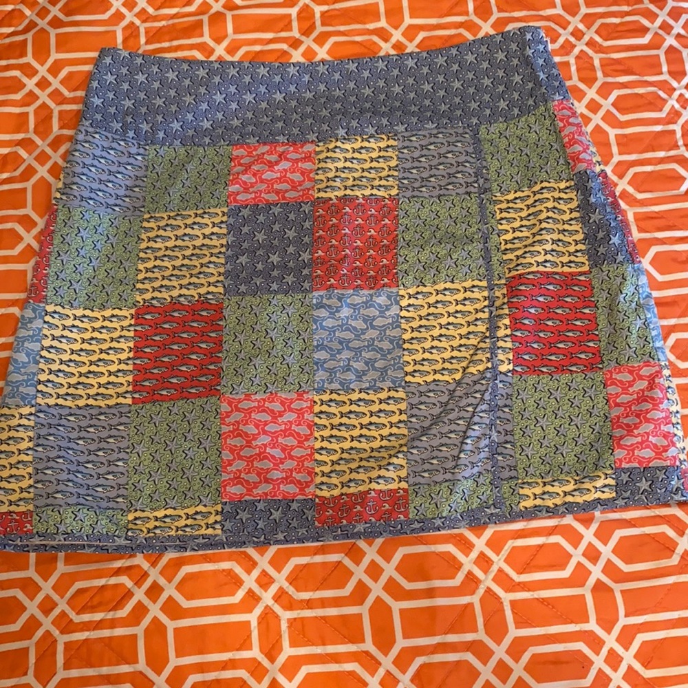 Vineyard Vine Patchwork Short Skirt Starfish Fish… - image 1